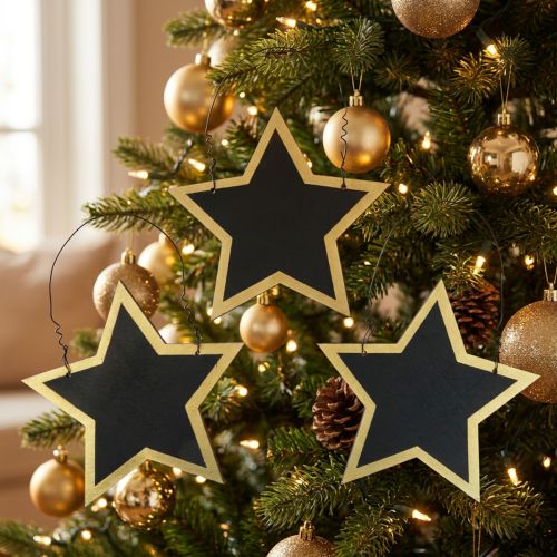 Holzsterne Schwarz Gold Dekohänger Weihnachten Ø15cm 8 St | Floristik24.de