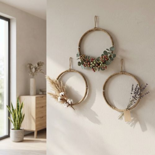 Artikel Dekoring Jute Ø30cm Scandi zum Aufhängen Wandkranz Türkranz 3er Set