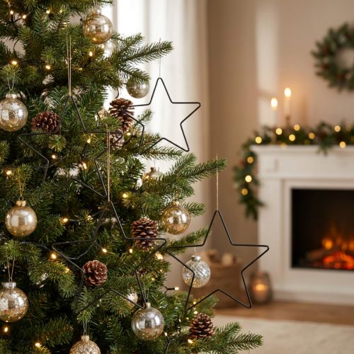 Weihnachtsdeko Metallstern Schwarz 20cm 6er-Set