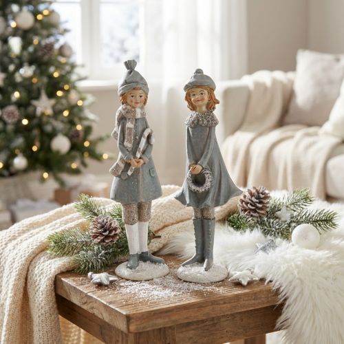 Dekofiguren Winterkinder Figuren Mädchen H19cm 2St | Floristik24.de