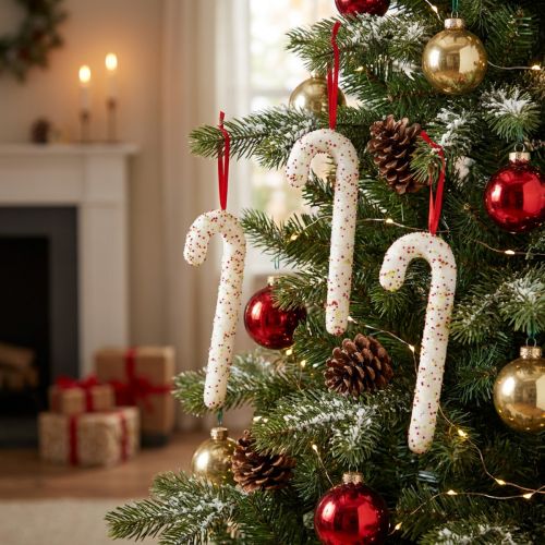 Zuckerstangen Hänger Weiß Bunt Glitter Deko 30cm 4er Set | Floristik24.de
