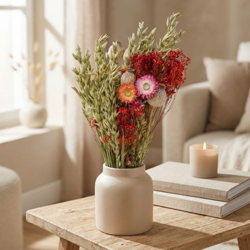 Trockenblumenstrauß Strauß Wiesenblumen Rot H50cm 150g | Floristik24.de