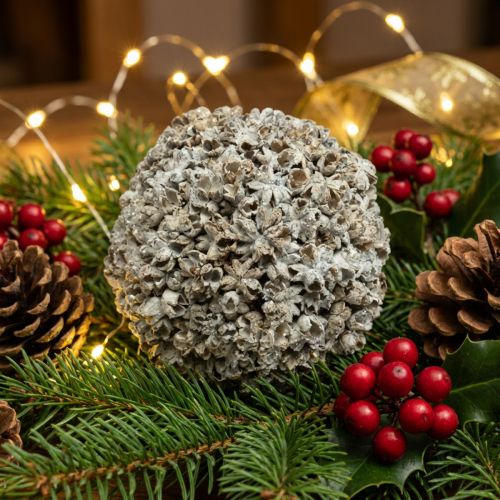 Weihnachtsdeko Weihnachtskugel Weiß Schneeball Ø10cm | Floristik24.de