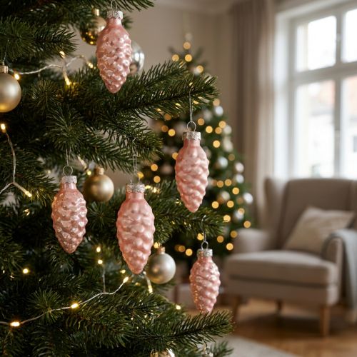 Weihnachtszapfen Glas Rosa Glaszapfen Weihnachten 6,5cm 10St | Floristik24.de