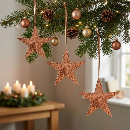 Dekostern zum Hängen, Adventsdeko, Metallanhänger Kupferfarben 12×13cm 3St | Floristik24.de