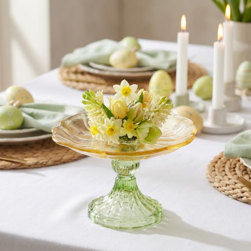 Dekoteller mit Fuß Glas Blume Floraler Stil ideal für festliche Präsentation 15cm | Floristik24.de
