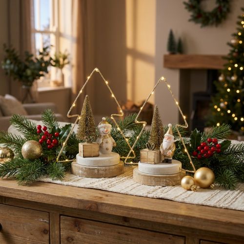 Tischdeko Weihnachten LED Tanne 2er-Set H21cm