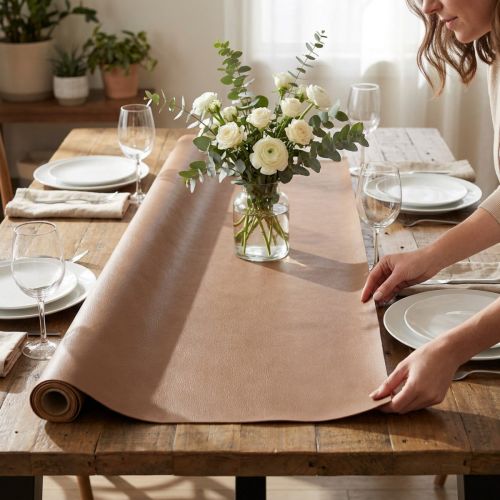Kunstleder Braun Dekostoff Leder Tischband 33cm×1,35m | Floristik24.de