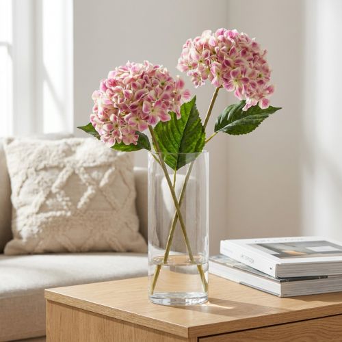 Stilvolle Kunstblume Hortensie als dauerhafter Blickfang 80cm 2St | Floristik24.de