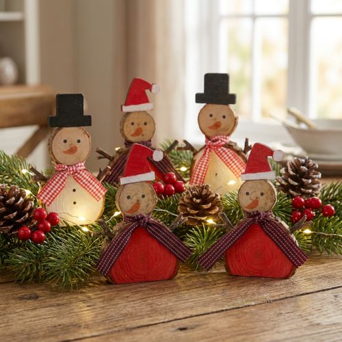 Dekofigur Schneemann Holz 10cm 9er Set