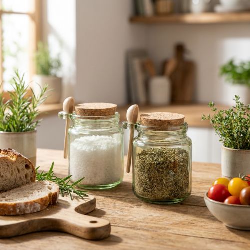 Deko Glas mit Korkdeckel Grün 2er Set 7cm