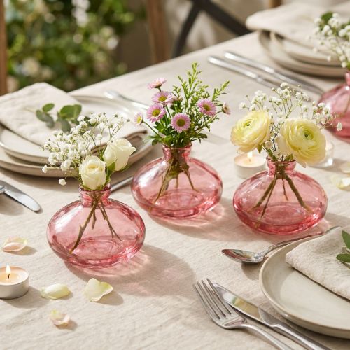 Minivasen Glas Rosa Ø9cm H6cm 6er Set