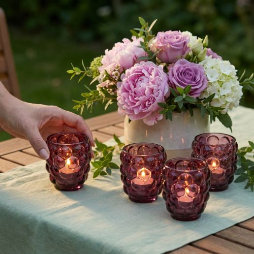 Windlicht Berry Glas Deko Teelichthalter Ø9cm H9,5cm 4 St | Floristik24.de
