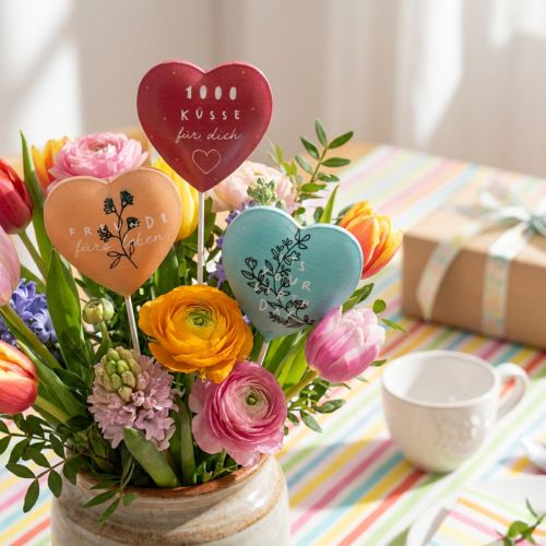 Herzstecker zum Dekorieren, Dekostecker Geburtstag Valentinstag Beste Freunde, Herzdeko aus Metall 9 St | Floristik24.de