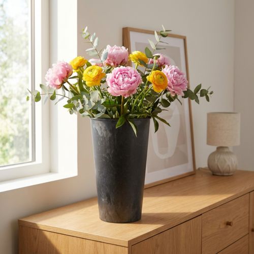Bodenvase schwarz Vase Plastik Anthrazit Ø17,5cm H28cm | Floristik24.de