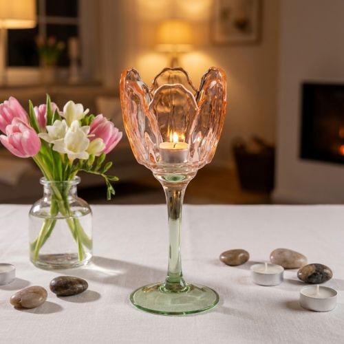 Artikel Teelichthalter Tulpe Glas Vintage Stil Romantische Wohnraumdekoration 20cm