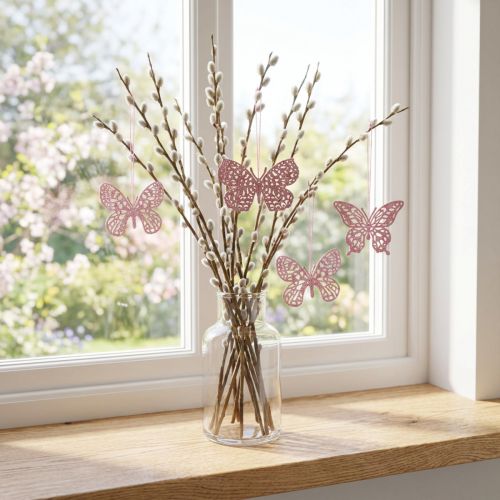 Dekohänger Schmetterling Pink Glitter 8cm 12St | Floristik24.de