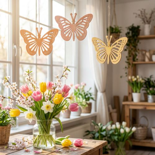 Deko Schmetterlinge Dekohänger Orange/Rosa/Gelb 12cm 12 St | Floristik24.de