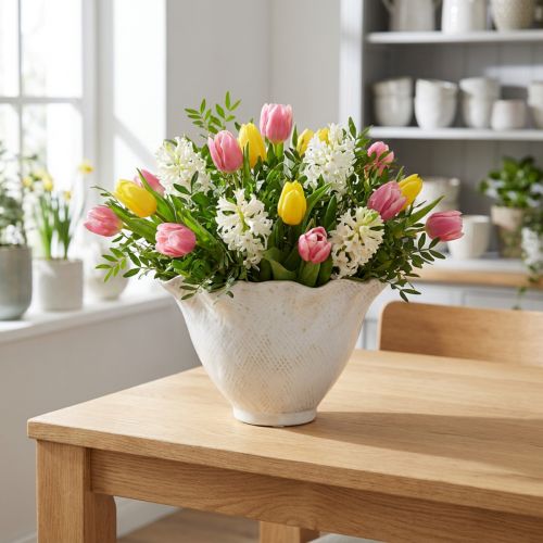 Blumentopf Keramik Weiß Ø19cm im Landhausstil