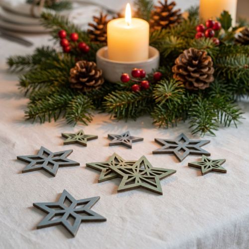 Deko Sterne Holz Blau, Grün Holzsterne Weihnachten 4cm Mix 36St | Floristik24.de