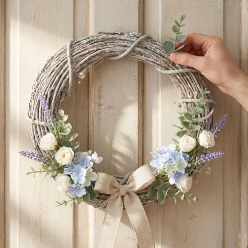 Deko Kranz Weiß gekalkt Türkranz Shabby Chic Ø42cm Natur Zweige Landhaus | Floristik24.de