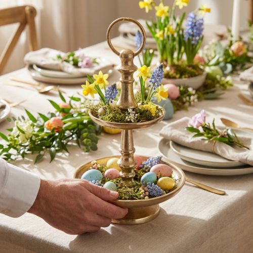 Mini Etagere Metall Deko Gold matt 2-stöckig Tischdeko H22cm | Floristik24.de