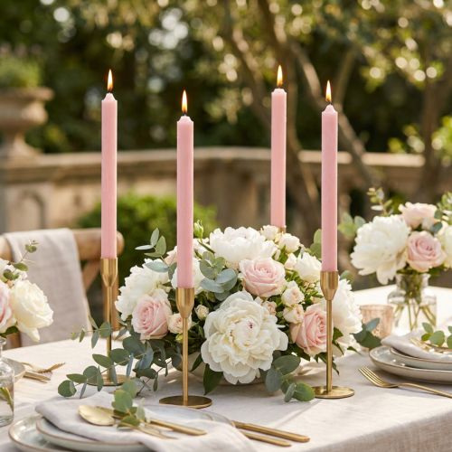 Rustic Kerzen Stabkerzen durchgefärbt Rosa 350/28mm 4 St | Floristik24.de