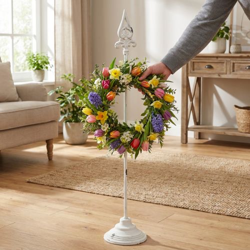 Kranzhalter Weiß Shabby Chic Kranzständer 1 Haken H76cm | Floristik24.de