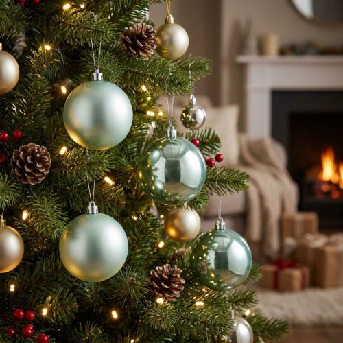 Weihnachtskugel Bruchfest Hellgrün sortiert Ø10cm 4 St | Floristik24.de