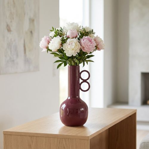 Artikel Vase modernes kunstvolles Design langem Hals und runden Griffen für stilvolle Innenräume 24cm