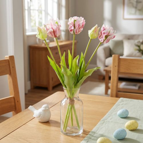 Kunstblumenstrauß 5 Papageientulpen Künstliche Tulpen 40cm | Floristik24.de