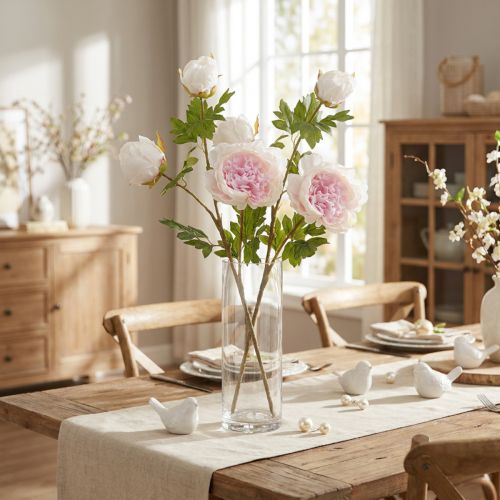 Deko Pfingstrosen Rosa 3 Blüten Langstielig L80cm 2St | Floristik24.de