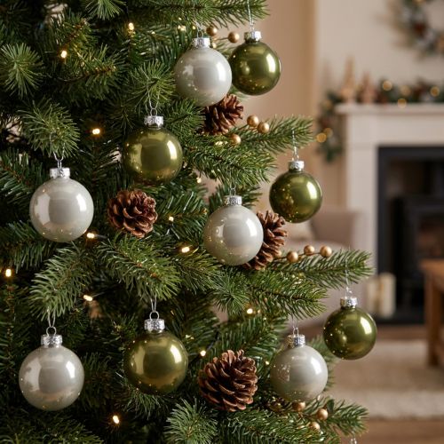 Baumkugeln Mini-Weihnachtskugeln Glas Grün Silber 4cm 24 St | Floristik24.de