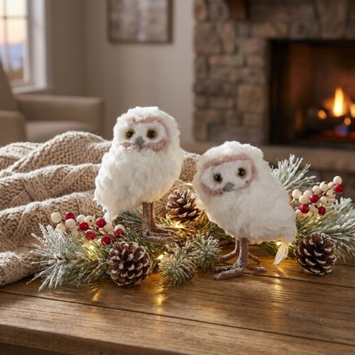 Winterdeko Deko Eulen Figuren zum Stellen Weiß 15cm 2St | Floristik24.de