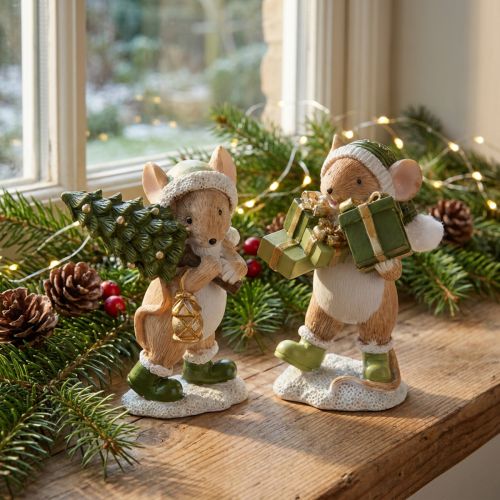 Artikel Weihnachtsmäuse Deko Maus Grün Braun H8cm 2 St