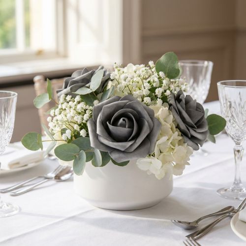 Foam-Rose Ø7,5cm Grau 18 St | Floristik24.de