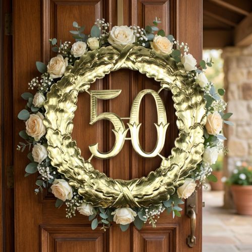 Jubiläumszahl 50 in Gold Ø40cm | Floristik24.de