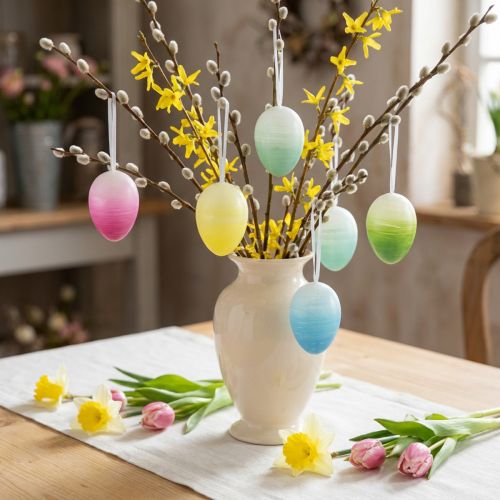 Ostereier Deko hängend Kunststoffeier Ostern Farbig 8×12cm 10 St | Floristik24.de