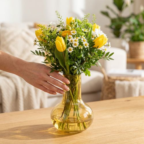 Vase Gelb Glas bauchig Ø10,5cm H15cm