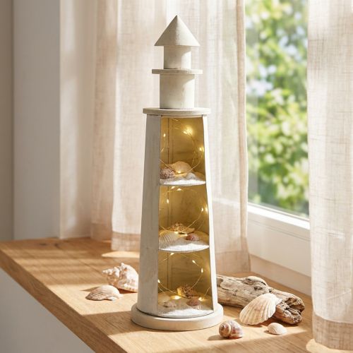 Leuchtturm Shabby Chic Creme Maritime Deko Ø13cm H41,5cm | Floristik24.de