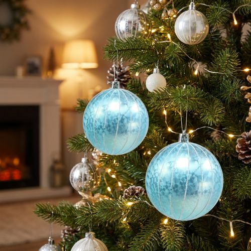 Weihnachtskugel Plastik Türkis Ø8cm 2St