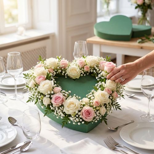 Steckschaum Herz 30cm Grün 2 St für Floristik