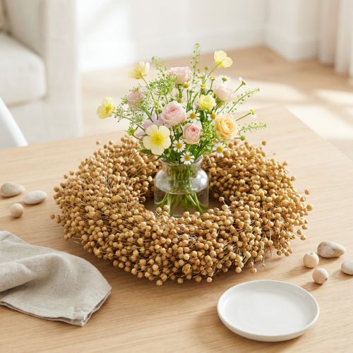 Boho Deko Kranz Flachs Dekokranz Naturkranz trocken Ø28cm | Floristik24.de