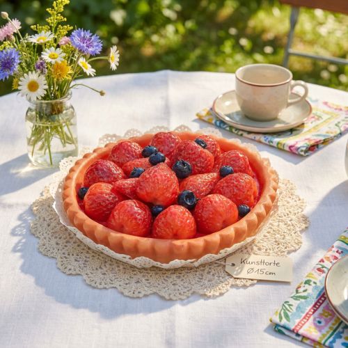 Lebensmittelattrappe Deko-Erdbeertorte für Bäckerei Kuchendekoration Kunsttorte Ø15cm | Floristik24.de