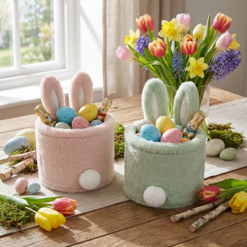 Osterdeko Hasen Aufbewahrung Körbchen für Geschenke und Wohnzimmer 18cm 2St | Floristik24.de