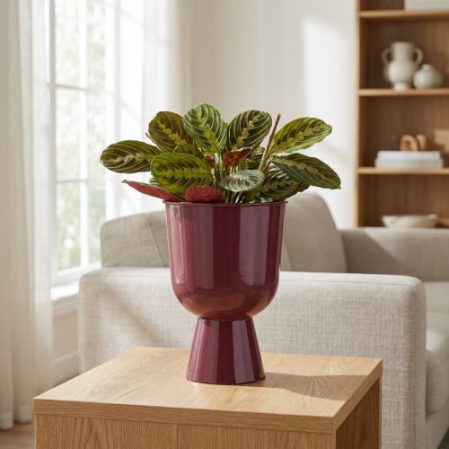 Blumentopf Pokal rot 23cm modern metallisch dekorativ