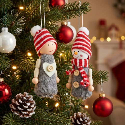 Weihnachtsdeko Figuren 10cm Grau Rot 6 St