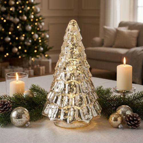Mini Weihnachtsbaum LED Silber Gold 28cm