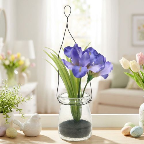 Schwertlilie Lila im Glas zum Hängen H21,5cm | Floristik24.de