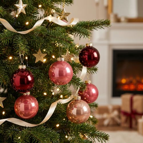 Artikel Weihnachtskugel Set Glänzende Festdeko 6cm 24St
